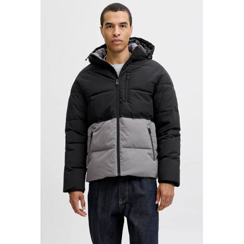 JACK & JONES ESSENTIALS winterjas grijs/zwart afbeelding