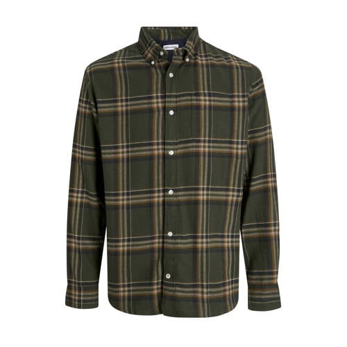JACK & JONES ESSENTIALS regular casual overhemd donkergroen afbeelding