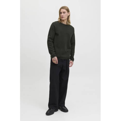 JACK & JONES ESSENTIALS trui fijn gebreid donkergroen afbeelding