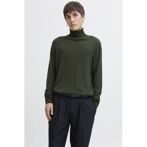 JACK & JONES ESSENTIALS coltrui fijn gebreid donkergroen afbeelding