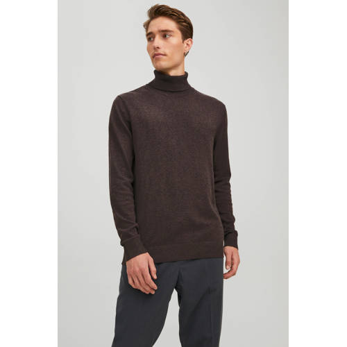 JACK & JONES ESSENTIALS coltrui fijn gebreid donkerbruin afbeelding