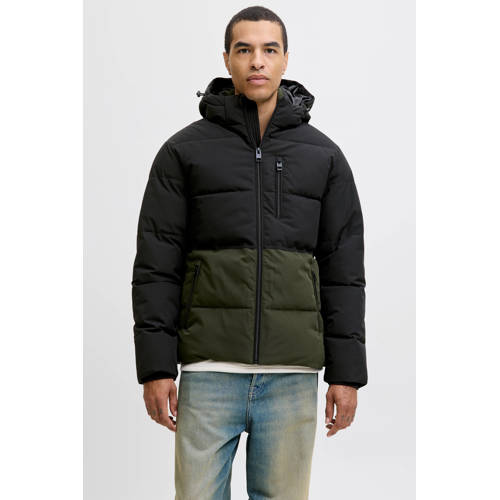 JACK & JONES ESSENTIALS winterjas donkergroen/zwart afbeelding