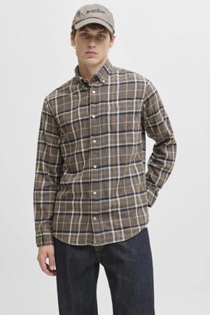regular casual overhemd bruin