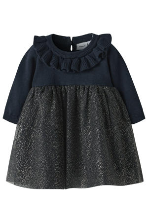glitterjurk met glitter donkerblauw