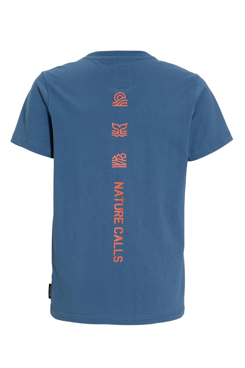 Blauwe jongens Me & My Monkey T-shirt van katoen met printopdruk, korte mouwen en ronde hals