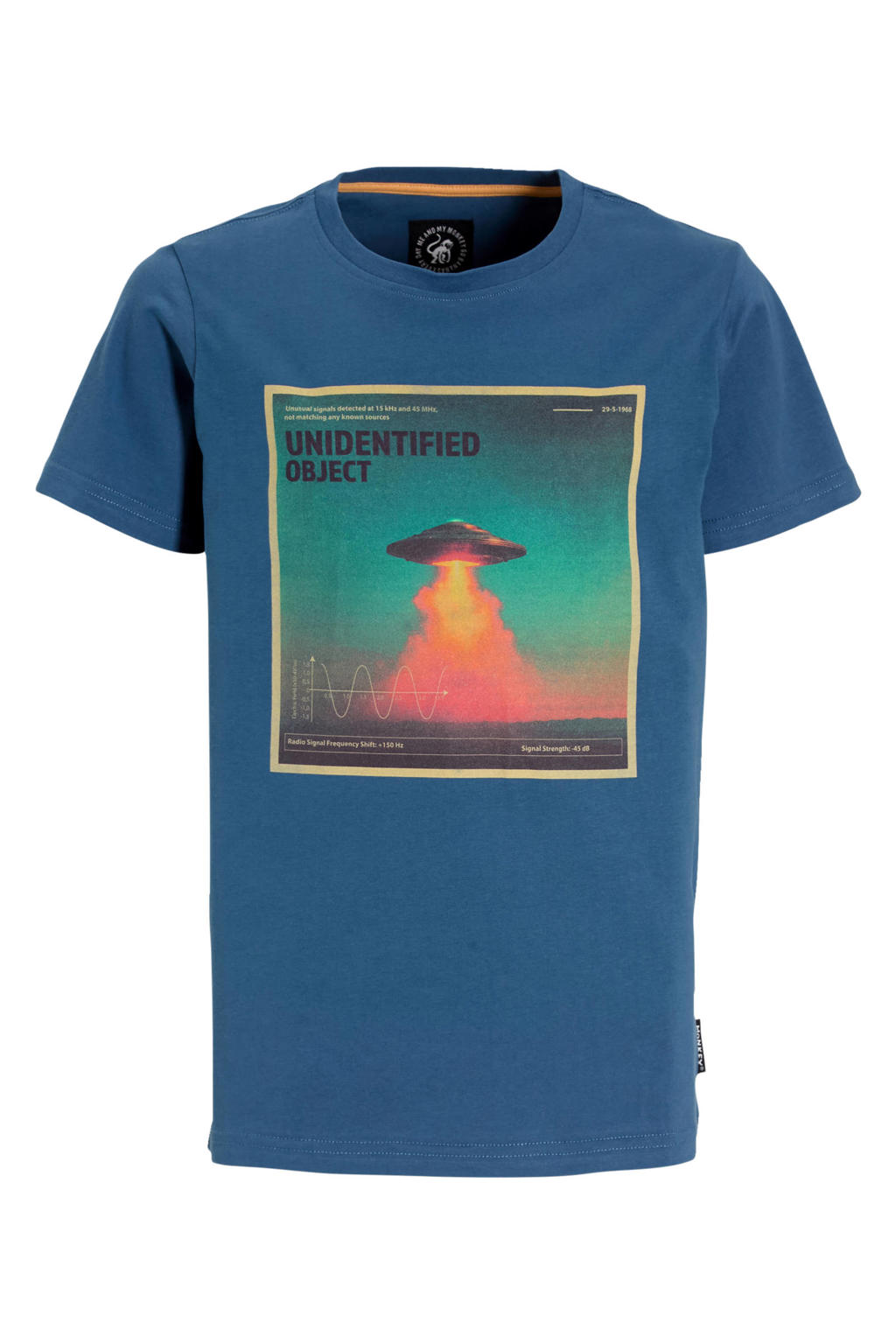 Blauwe jongens Me & My Monkey T-shirt van katoen met printopdruk, korte mouwen en ronde hals