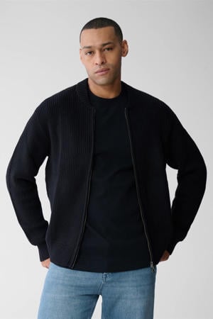 vest rib gebreid zwart