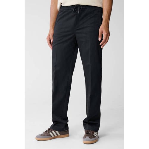 Shoeby regular gestreepte casual broek zwart afbeelding
