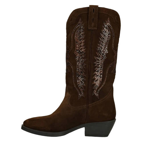 Sacha suède cowboylaarzen met ponyhair donkerbruin afbeelding