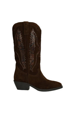 suède cowboylaarzen donkerbruin