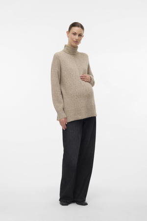zwangerschaps trui beige gebreid