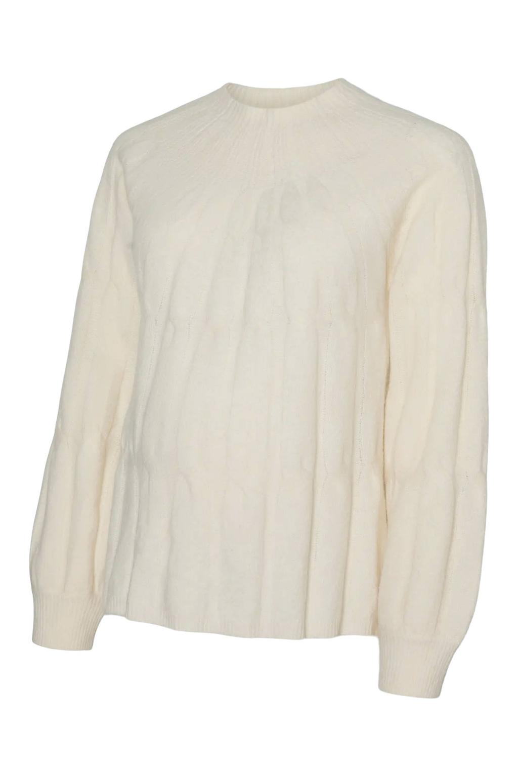 Ecru dames VERO MODA MATERNITY zwangerschaps trui gebreid van polyester met effen, lange mouwen en col
