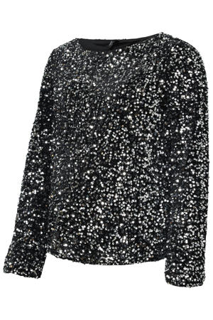 zwangerschaps glitter top zwart met pailletten