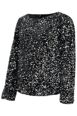 zwangerschaps glitter top zwart met pailletten