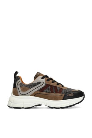 chunky leren sneakers zwart