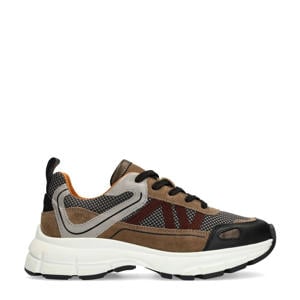 chunky leren sneakers zwart