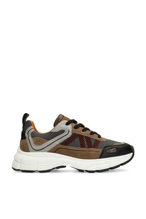 chunky leren sneakers zwart