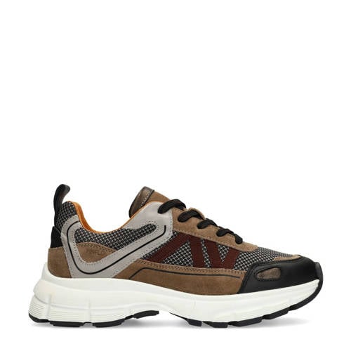 Manfield chunky leren sneakers zwart afbeelding