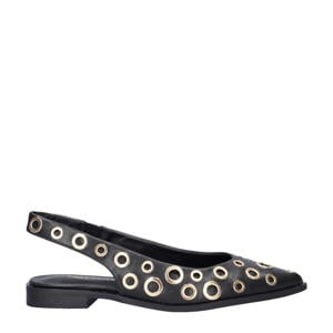 slingback loafers met eyelets zwart
