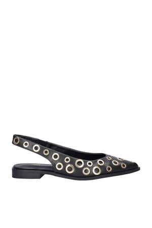 slingback loafers met eyelets zwart