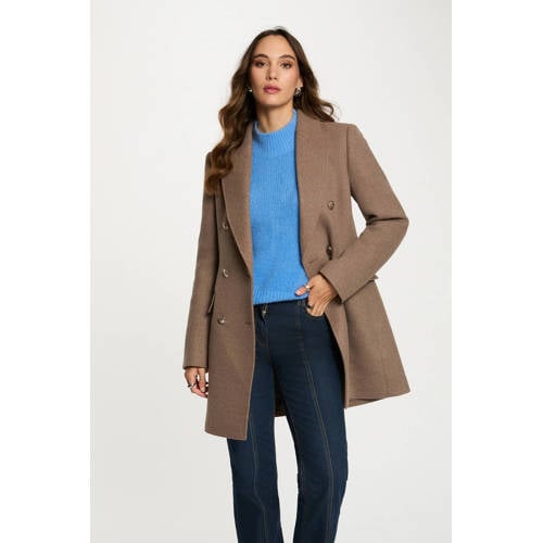 Morgan manteljas met wol taupe afbeelding