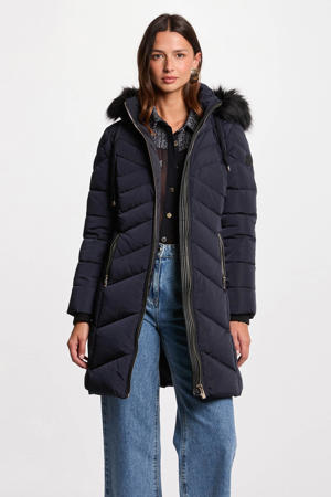 gewatteerde jas marineblauw