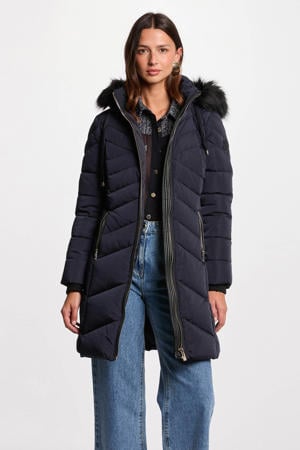 gewatteerde jas marineblauw