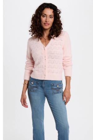 gebreid vest lichtroze ajour