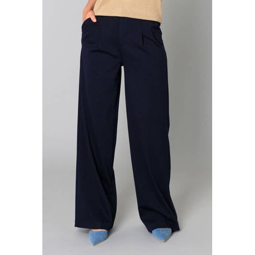 Yest wide leg high waist pantalon donkerblauw met lurex afbeelding