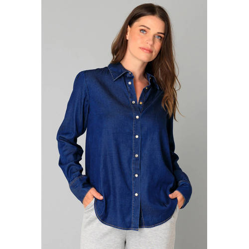 Yest denim blouse dark blue denim afbeelding