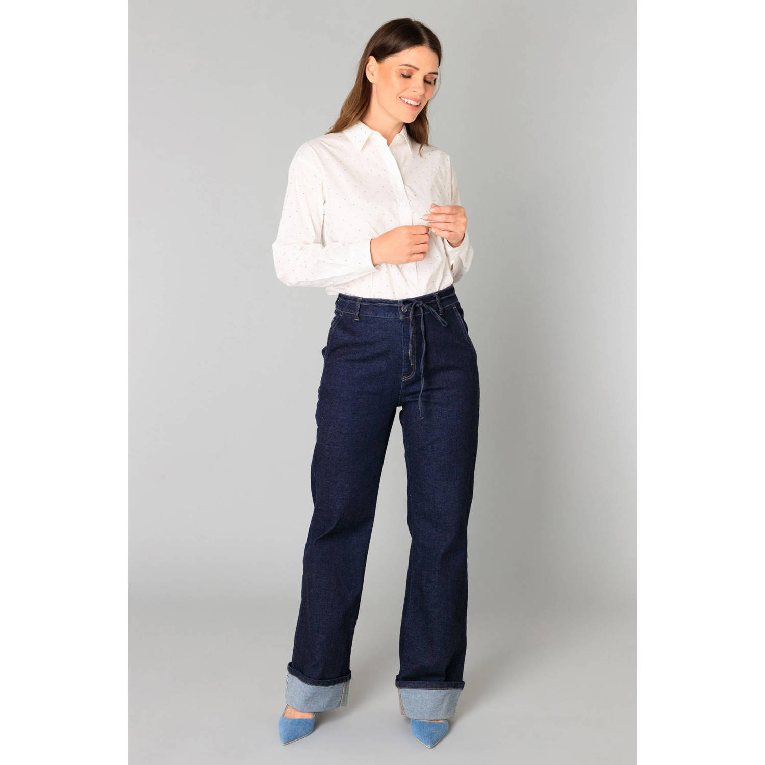 Yest high waist wide leg jeans dark blue denim