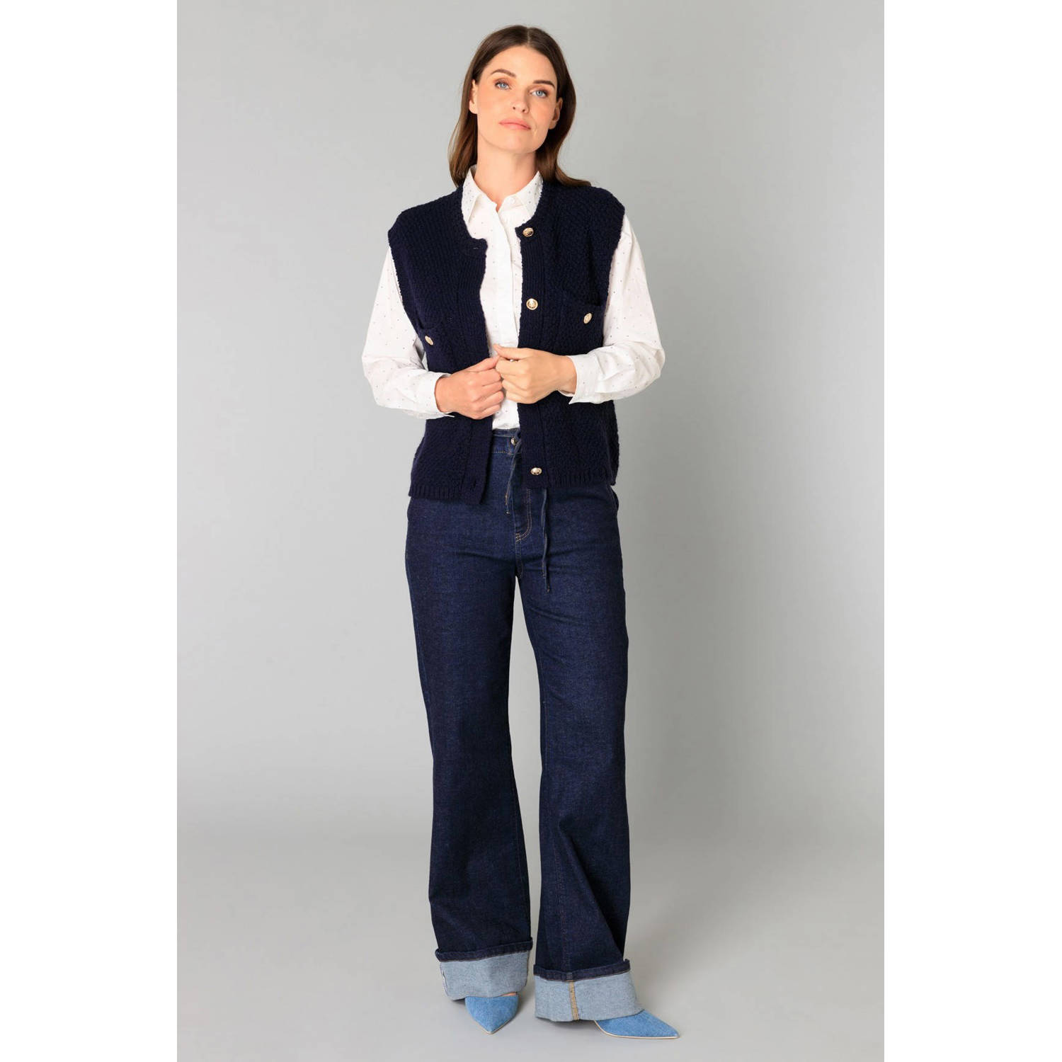 Yest high waist wide leg jeans dark blue denim