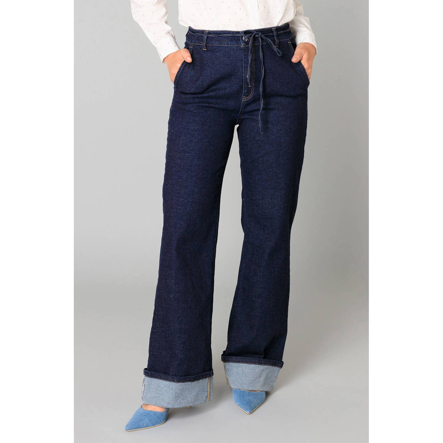 Yest high waist wide leg jeans dark blue denim