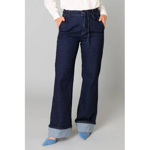 Yest high waist wide leg jeans dark blue denim afbeelding