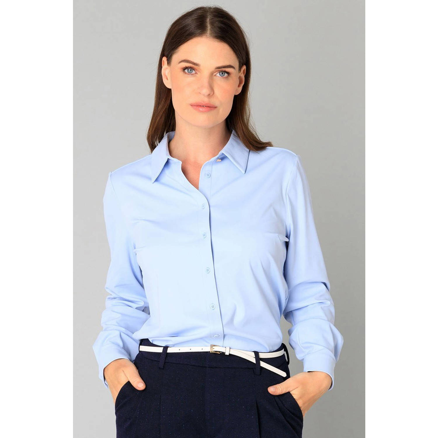 Yest travelstof blouse lichtblauw