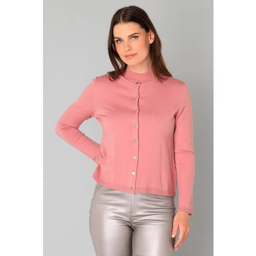 Yest cardigan fijn gebreid oudroze afbeelding