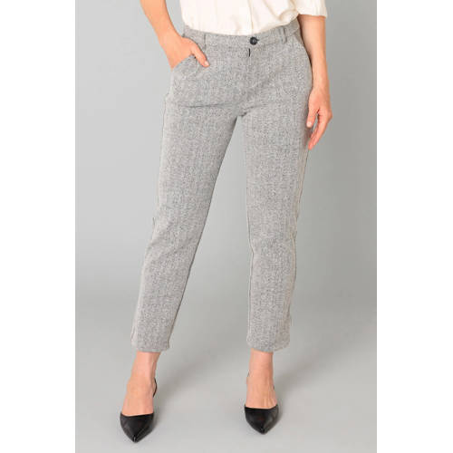 Yest straight regular waist pantalon grijs melange afbeelding