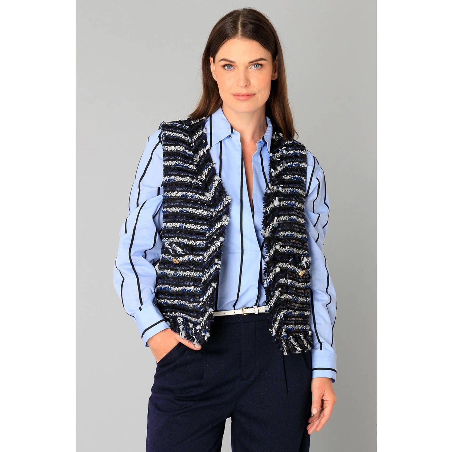 Yest bouclé gilet donkerblauw