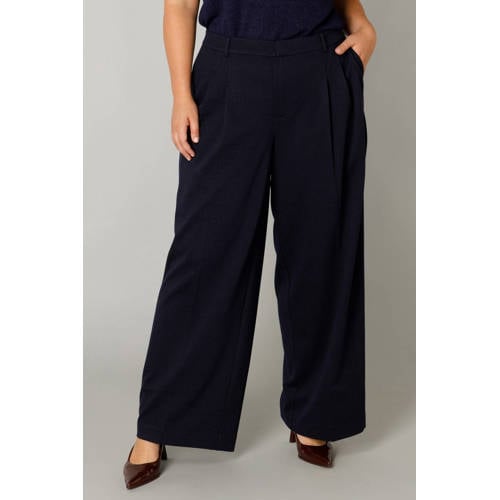 Yest Curve wide leg high waist pantalon donkerblauw met lurex afbeelding