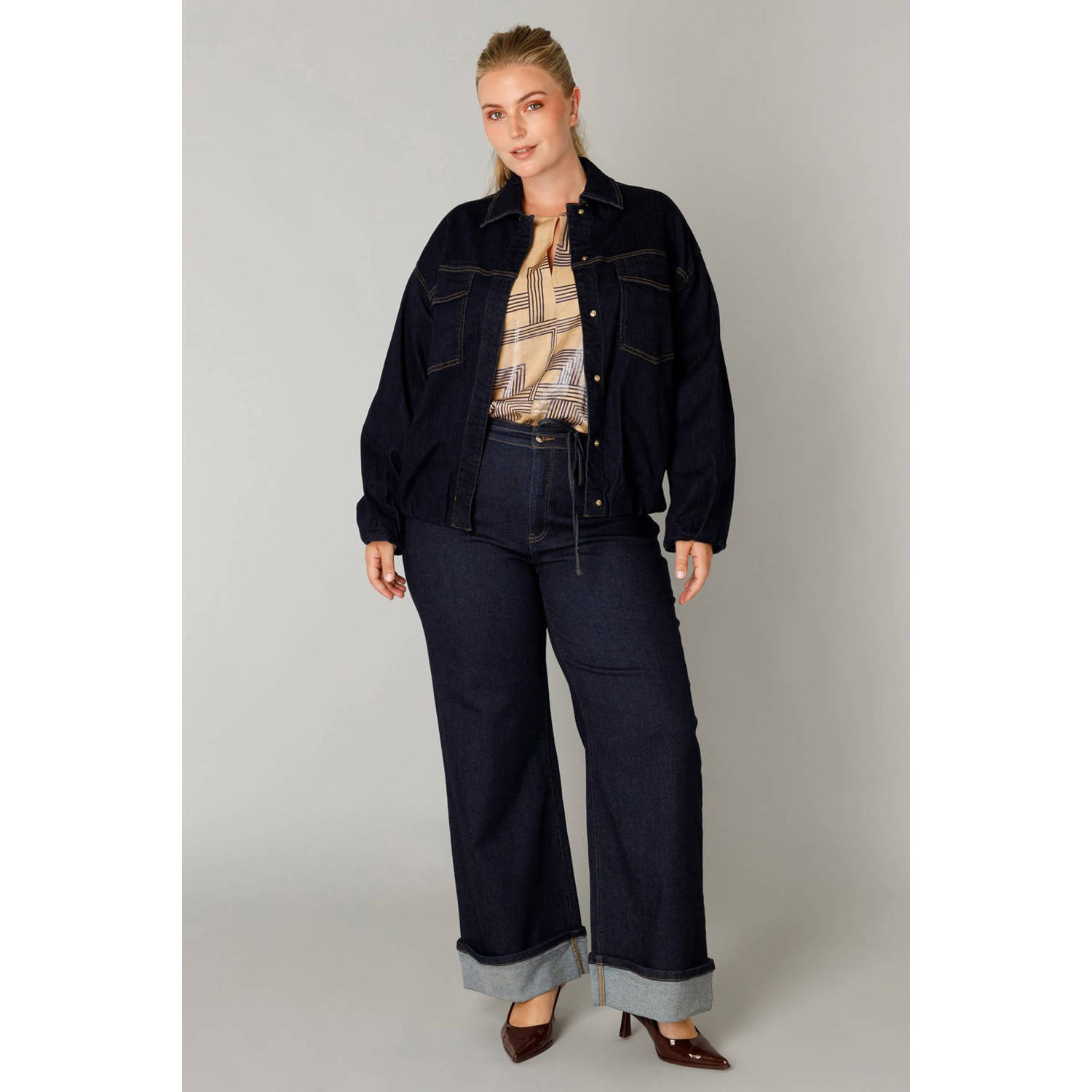 Yest Curve high waist wide leg jeans dark blue denim