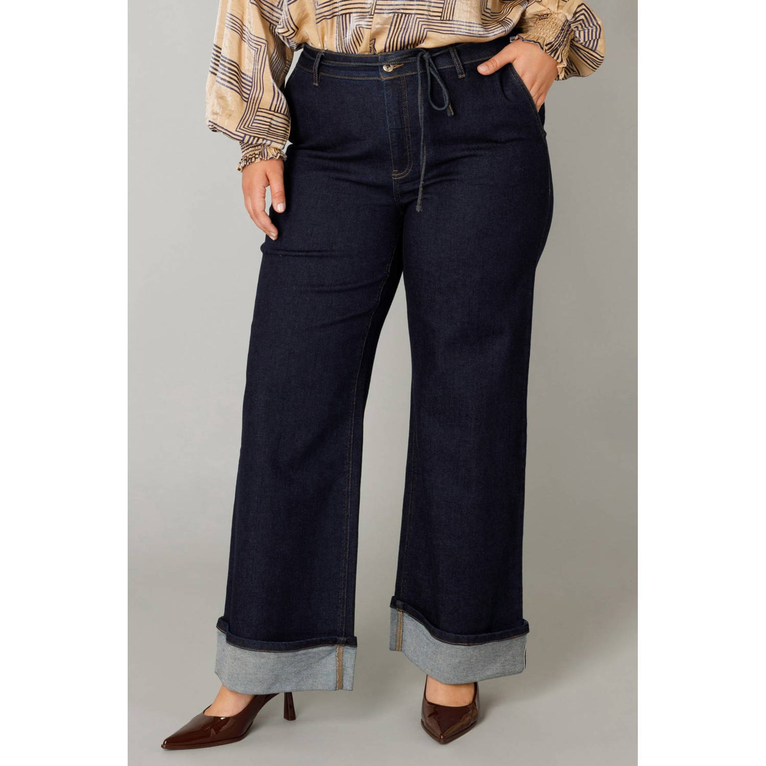 Yest Curve high waist wide leg jeans dark blue denim