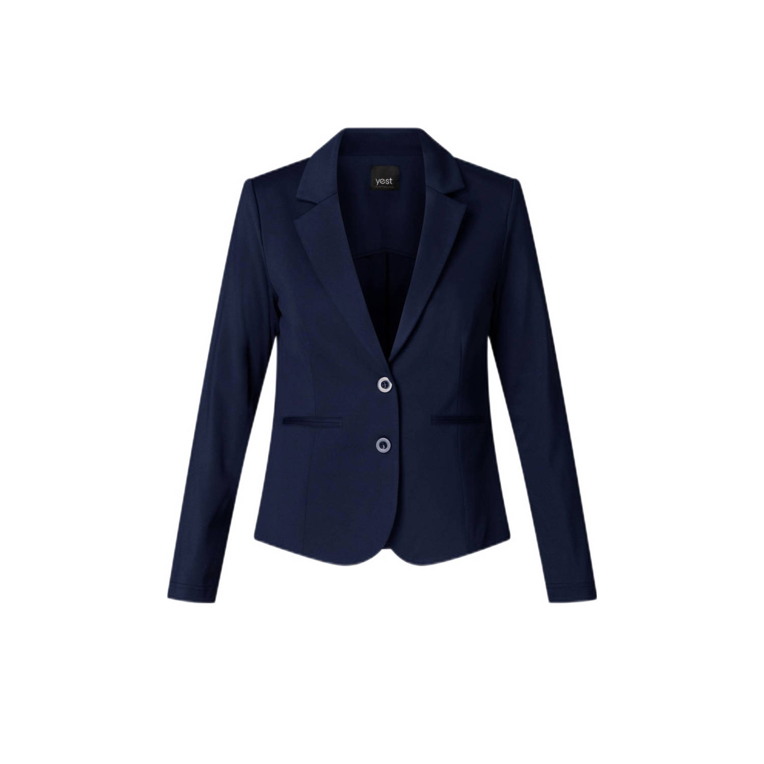 Yest Curve travelstof regular blazer donkerblauw