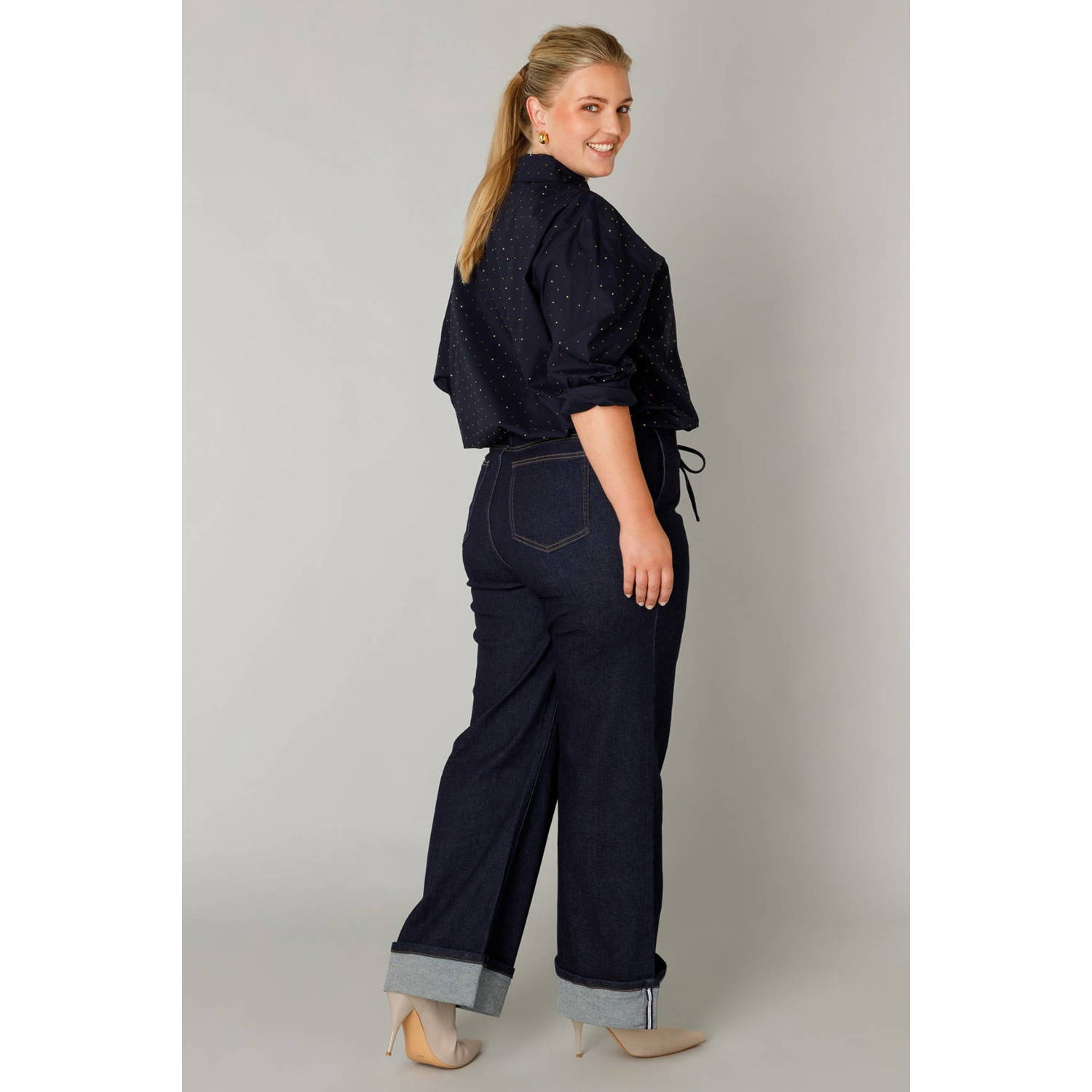 Yest Curve blouse met strass donkerblauw