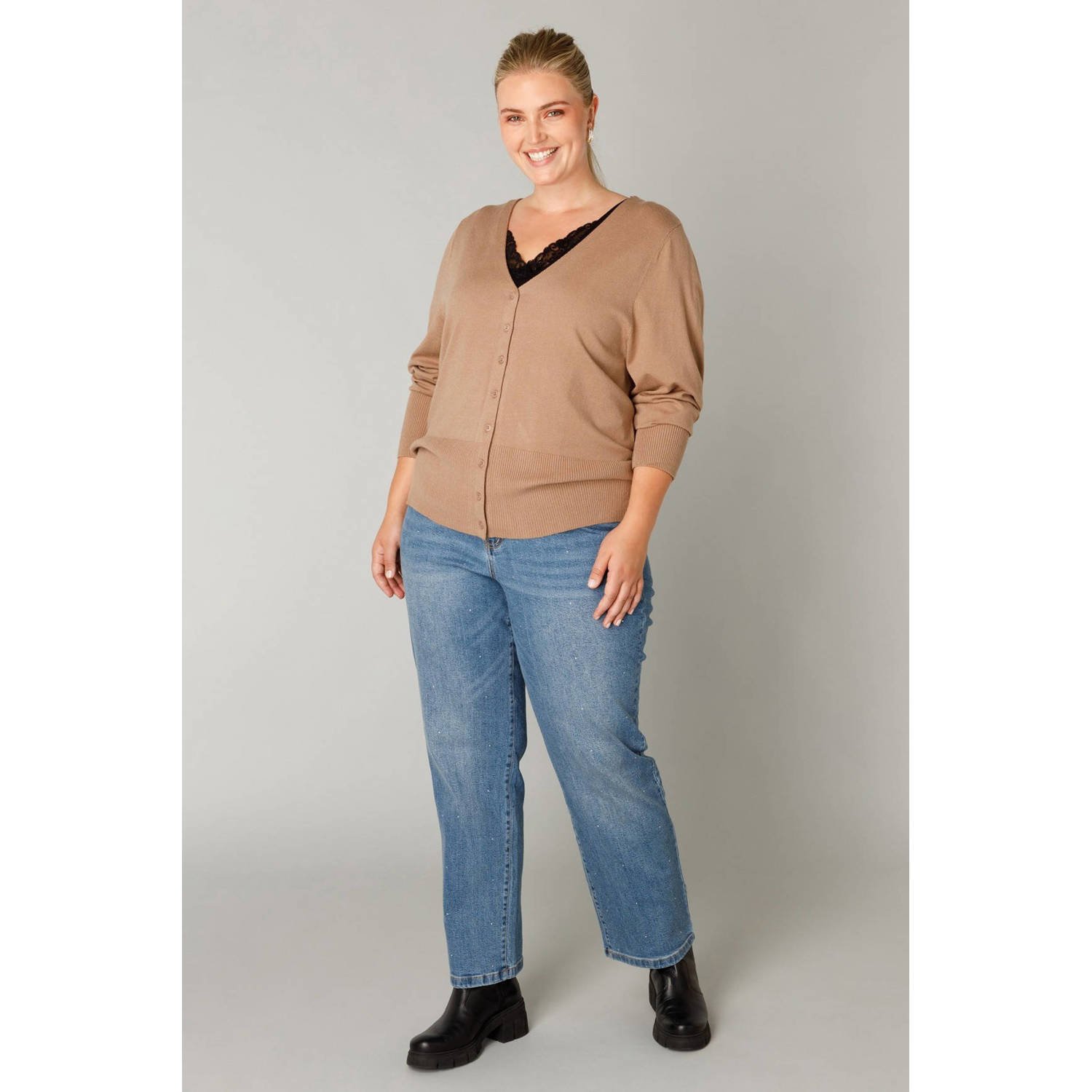 Yest Curve vest beige fijn gebreid