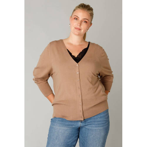 Yest Curve vest beige fijn gebreid afbeelding
