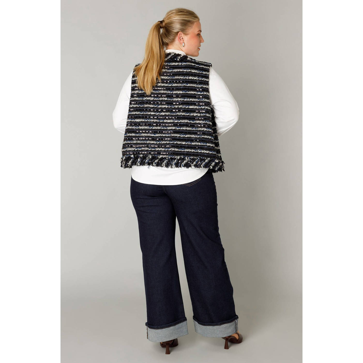 Yest Curve bouclé gilet donkerblauw
