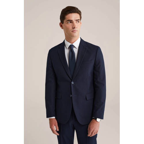 WE Fashion stropdas met stippen donkerblauw afbeelding