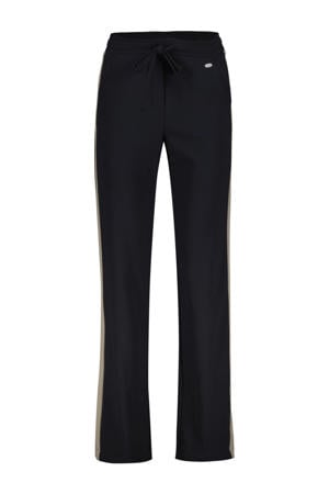 straight high waist casual travelstof broek zwart