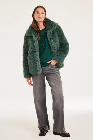 faux fur jas groen