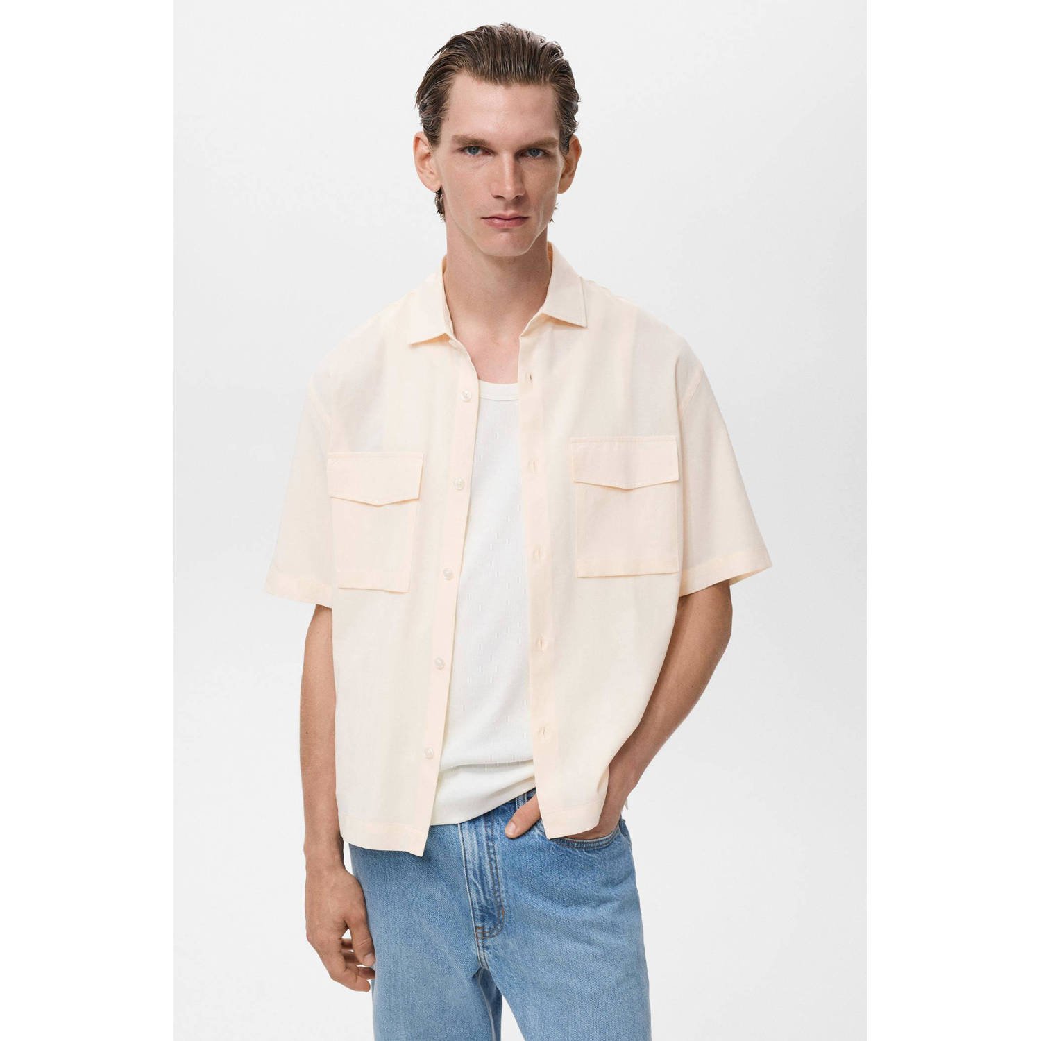 Mango Man casual overhemd beige
